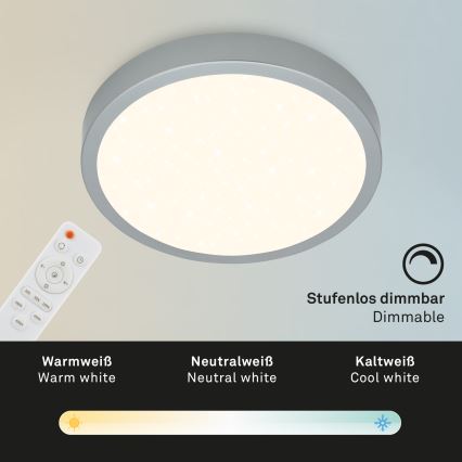 Briloner 3704-014-LED Prigušiva stropna svjetiljka RUNA LED/22W/230V 2700-6500K srebrna + daljinski upravljač