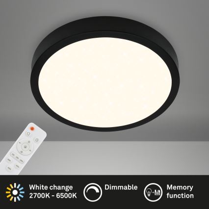 Briloner 3704-015 - LED Prigušiva stropna svjetiljka RUNA LED/22W/230V 2700-6500K crna + daljinski upravljač