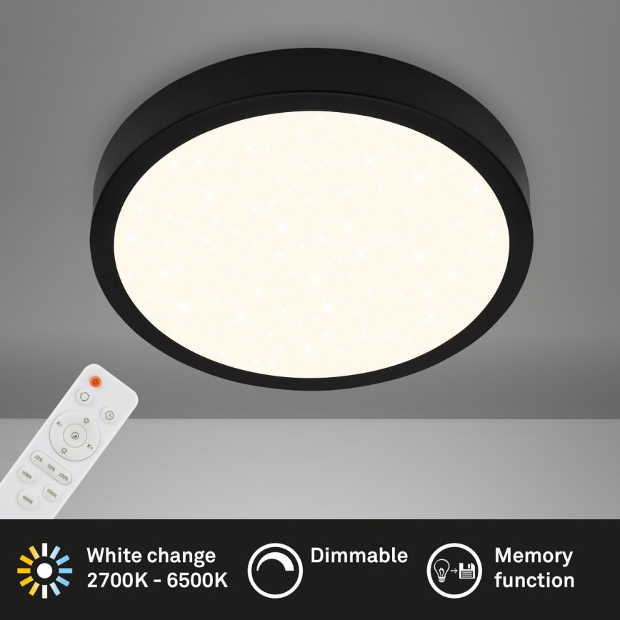 Briloner 3704-015 - LED Prigušiva stropna svjetiljka RUNA LED/22W/230V 2700-6500K crna + daljinski upravljač