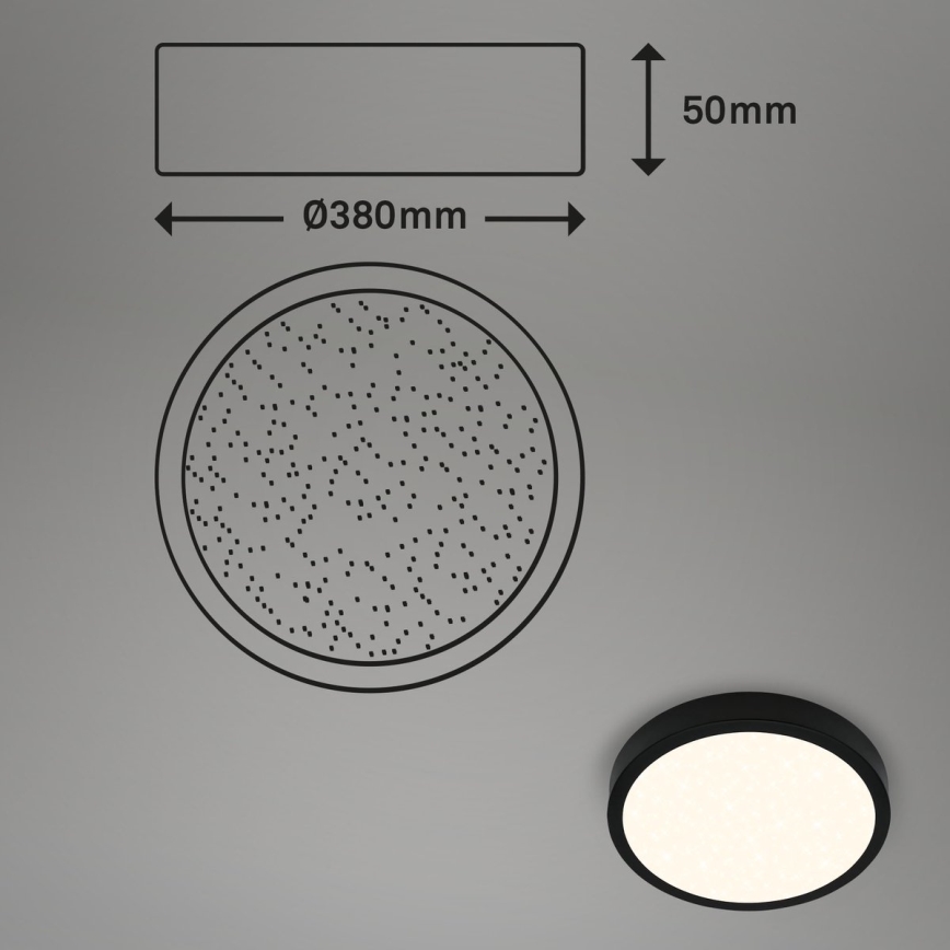 Briloner 3704-015 - LED Prigušiva stropna svjetiljka RUNA LED/22W/230V 2700-6500K crna + daljinski upravljač