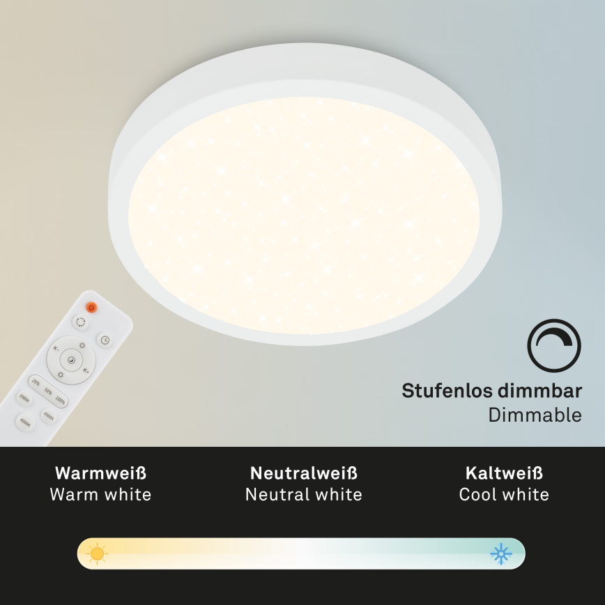 Briloner 3704-016 - LED Prigušiva stropna svjetiljka RUNA LED/22W/230V 2700-6500K bijela + daljinski upravljač