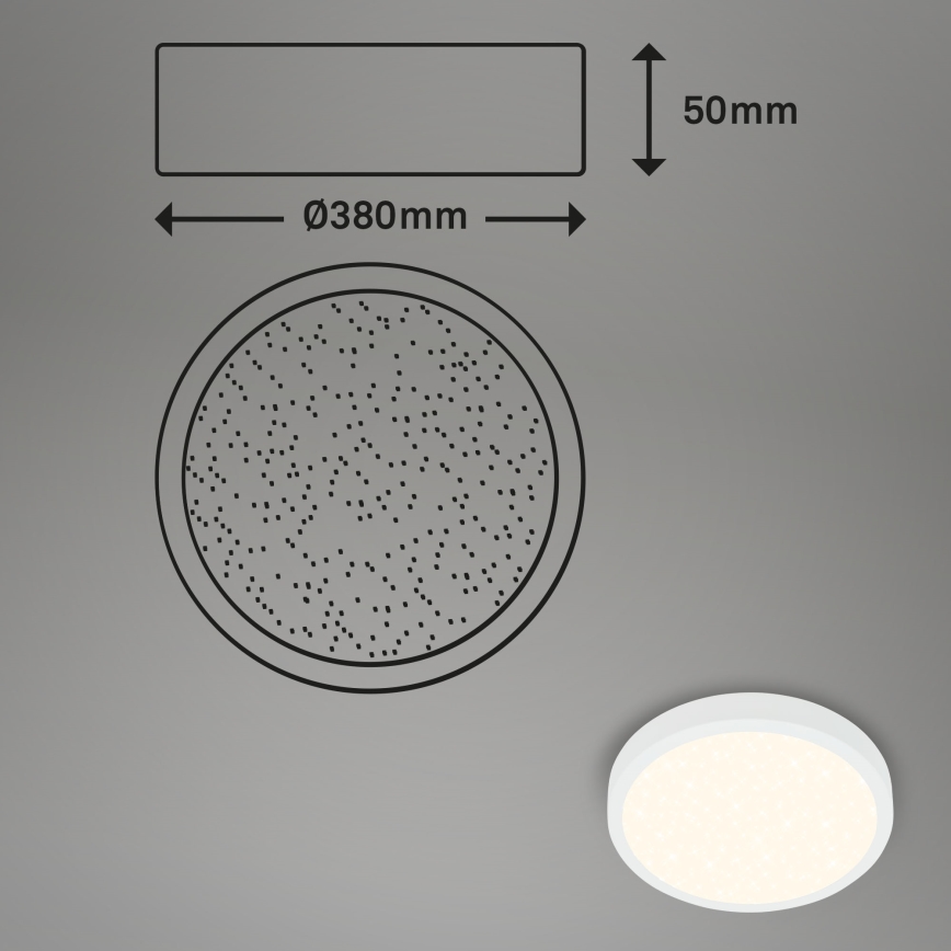 Briloner 3704-016 - LED Prigušiva stropna svjetiljka RUNA LED/22W/230V 2700-6500K bijela + daljinski upravljač