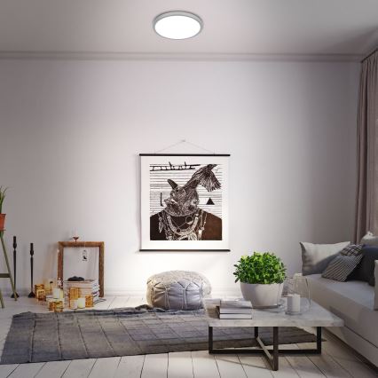 Briloner 3709-014 - LED RGBW Prigušiva stropna svjetiljka LED/22W/230V 4000K pr. 38 cm srebrna + daljinski upravljač