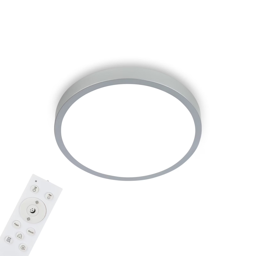 Briloner 3709-014 - LED RGBW Prigušiva stropna svjetiljka LED/22W/230V 4000K pr. 38 cm srebrna + daljinski upravljač