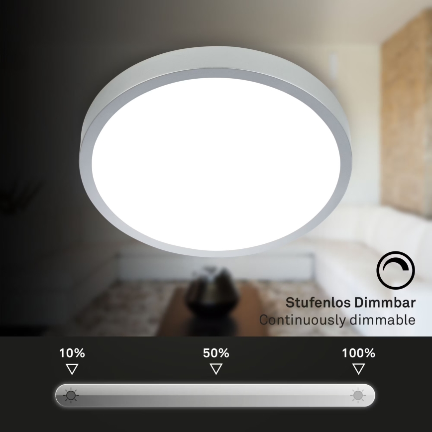 Briloner 3709-014 - LED RGBW Prigušiva stropna svjetiljka LED/22W/230V 4000K pr. 38 cm srebrna + daljinski upravljač