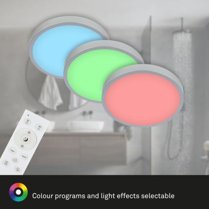 Briloner 3709-014 - LED RGBW stropna svjetiljka s prigušivanjem LED/22W/230V 4000K promjer 38 cm srebrna + daljinski upravljač