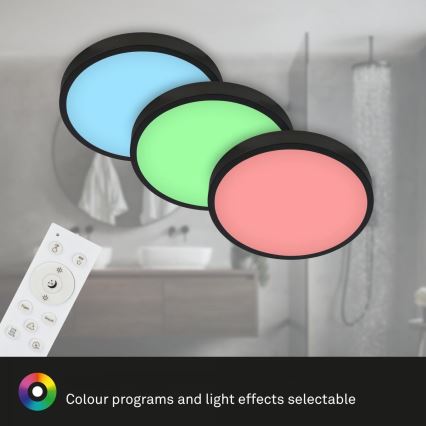 Briloner 3709-015 - LED RGBW Prigušiva stropna svjetiljka LED/22W/230V 4000K pr. 38 cm crna + daljinski upravljač