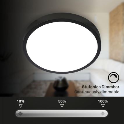 Briloner 3709-015 - LED RGBW Prigušiva stropna svjetiljka LED/22W/230V 4000K pr. 38 cm crna + daljinski upravljač