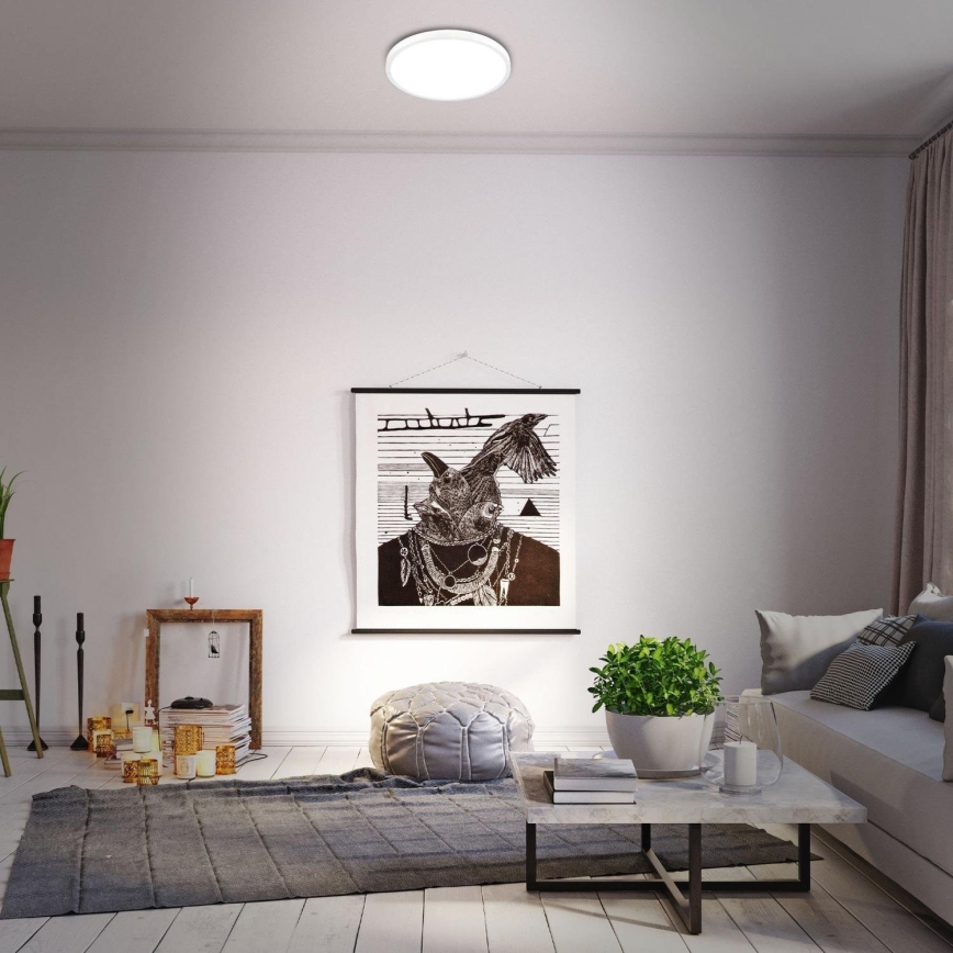 Briloner 3709-016 - LED RGBW Prigušiva stropna svjetiljka LED/22W/230V 4000K pr. 38 cm bijela + daljinski upravljač