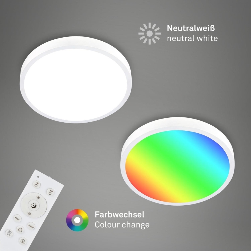 Briloner 3709-016 - LED RGBW Prigušiva stropna svjetiljka LED/22W/230V 4000K pr. 38 cm bijela + daljinski upravljač