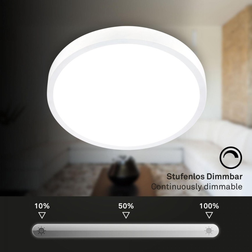 Briloner 3709-016 - LED RGBW Prigušiva stropna svjetiljka LED/22W/230V 4000K pr. 38 cm bijela + daljinski upravljač