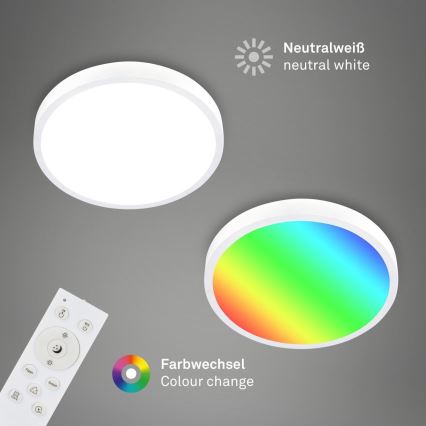 Briloner 3709-016 - LED RGBW stropna svjetiljka s prigušivanjem LED/22W/230V 4000K promjer 38 cm bijela + daljinski upravljač