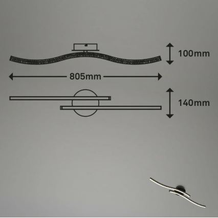 Briloner 3718-025 - LED Nadgradni luster REY 2xLED/6W/230V crna