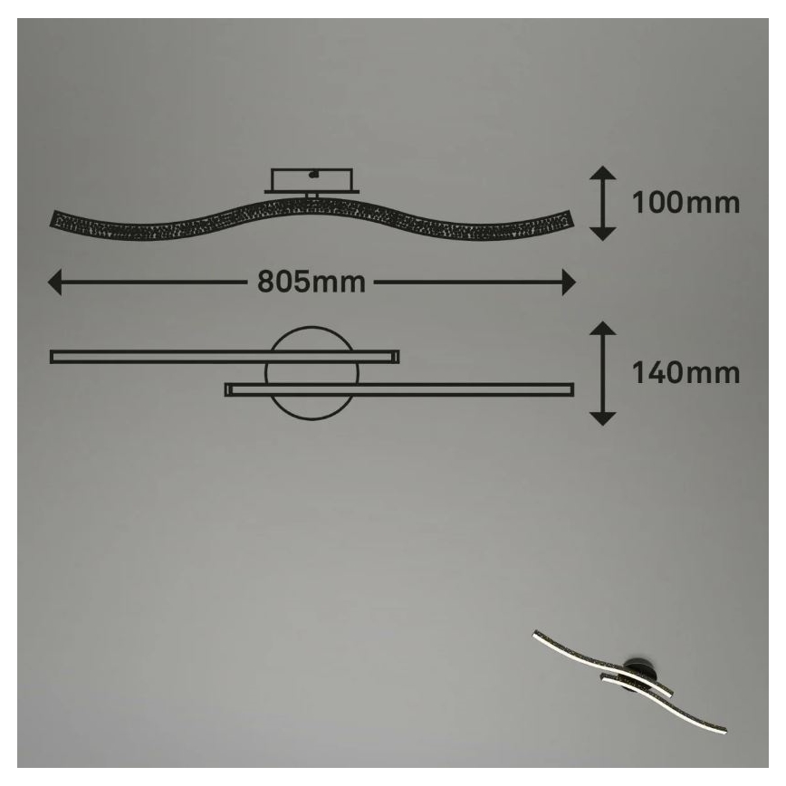 Briloner 3718-025 - LED Nadgradni luster REY 2xLED/6W/230V crna