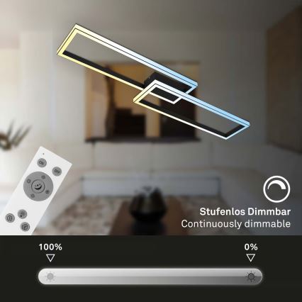 Briloner 3761015 - LED prigušiva stropna svjetiljka LED/45W/230V 2700-6500K crna + daljinski upravljač