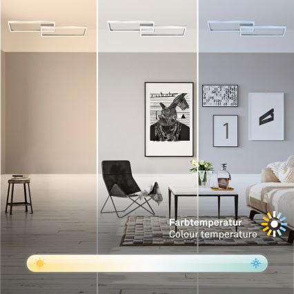 Briloner 3761019 - Prigušivo stropno LED svjetlo LED/45W/230V 2700-6500K matirani krom + daljinski upravljač