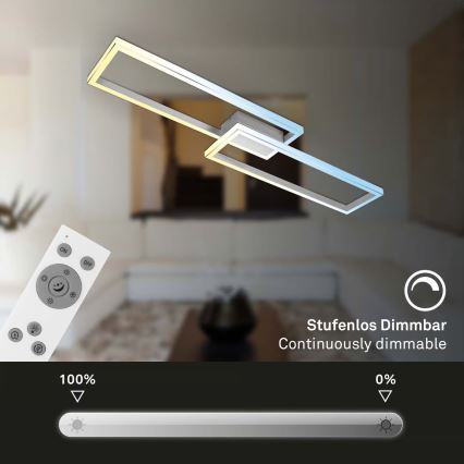 Briloner 3761019 - Prigušivo stropno LED svjetlo LED/45W/230V 2700-6500K matirani krom + daljinski upravljač