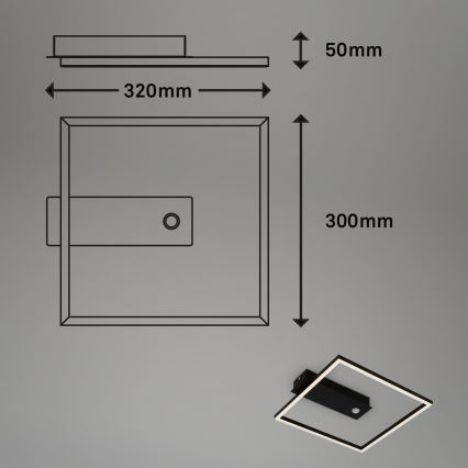 Briloner 3770-015 - LED stropno svjetlo FRAME s senzorom pokreta i sumraka, LED/14W/230V, 3000K, 30x32 cm, crno