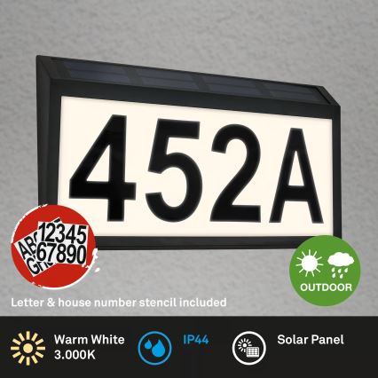 Briloner 3797015 - LED solarni kućni broj LED/0,5W/1,2V 1200 mAh IP44