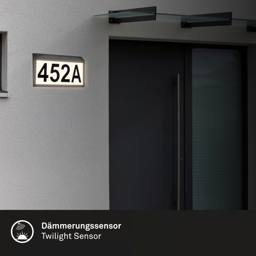 Briloner 3797015 - LED solarni kućni broj LED/0,5W/1,2V 1200 mAh IP44