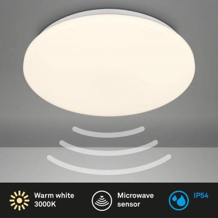 Briloner 3828-016 - Kupaonsko stropno LED svjetlo s senzorom pokreta WALK LED/24W/230V IP54 pr. 35 cm bijela