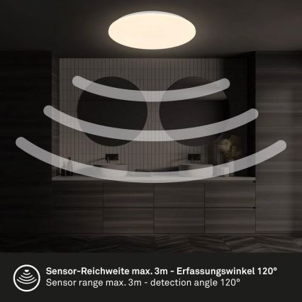 Briloner 3828-016 - Kupaonsko stropno LED svjetlo s senzorom pokreta WALK LED/24W/230V IP54 pr. 35 cm bijela