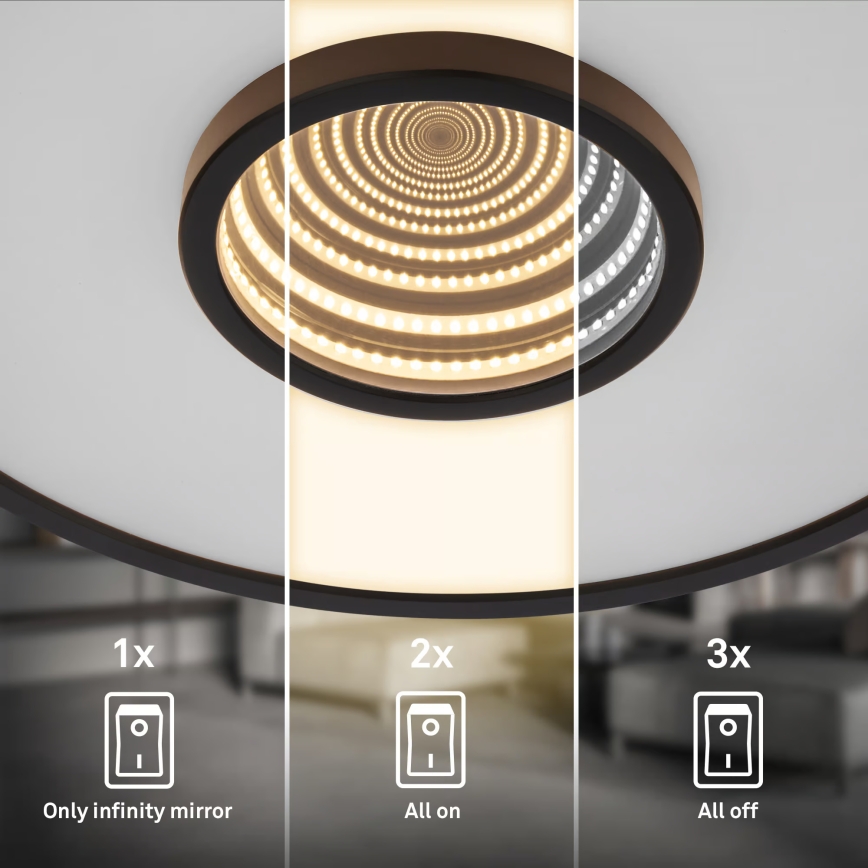 Briloner 3847015 - LED stropna svjetiljka TORO LED/18W/230V, promjer 42 cm, crna