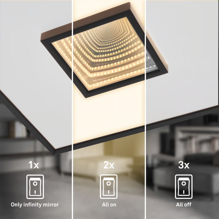 Briloner 3848015 - LED stropna svjetiljka TORO LED/18W/230V 42x42 cm crna