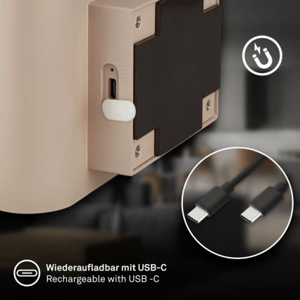 Briloner 3878011 - LED punjiva zidna svjetiljka s detektorom pokreta i senzorom sumraka CHAT LED/3W/5V 2000 mAh bež