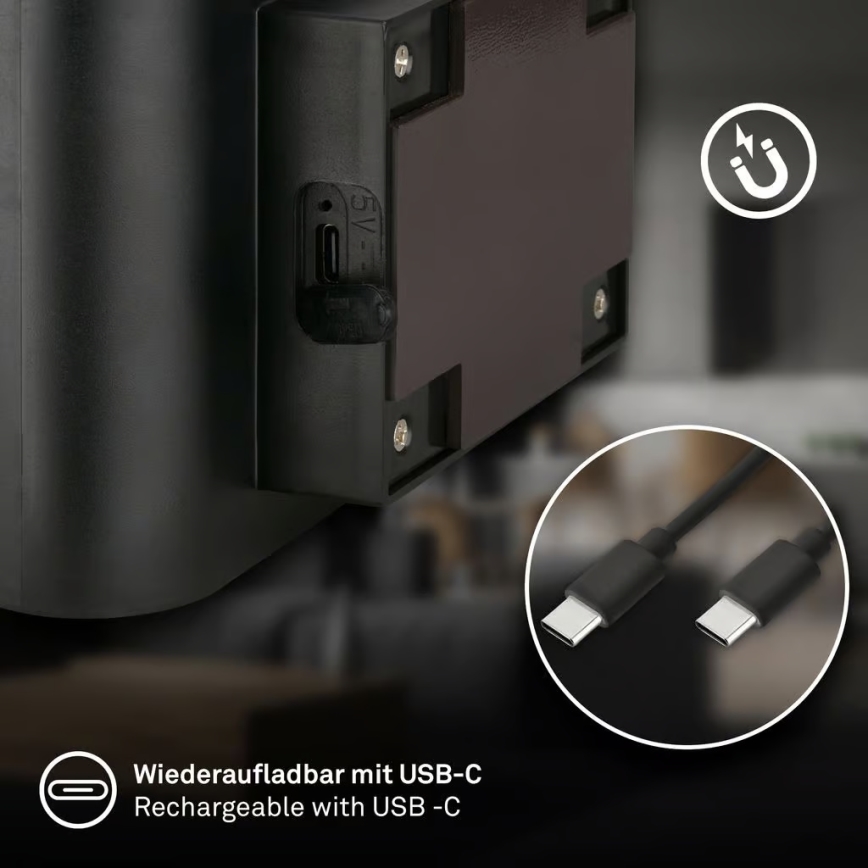 Briloner 3878015 - Punjiva LED zidna svjetiljka s senzorom pokreta i sumraka CHAT LED/3W/5V 2000 mAh crna