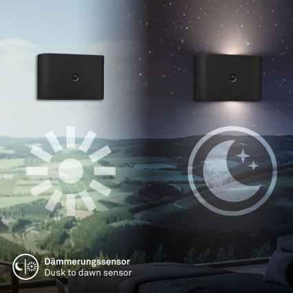 Briloner 3878015 - Punjiva LED zidna svjetiljka s senzorom pokreta i sumraka CHAT LED/3W/5V 2000 mAh crna