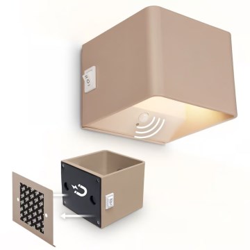 Briloner 3879011 - LED punjiva zidna svjetiljka sa senzorom pokreta i sumraka BORRA LED/1,5W/5V 3600 mAh bež