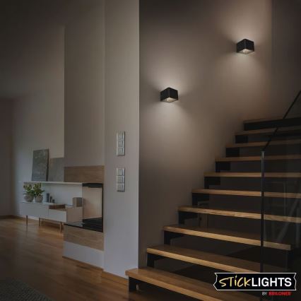 Briloner 3879015 - LED punjiva zidna svjetiljka s senzorom pokreta i sumraka BORRA LED/1,5W/5V 3600 mAh crna