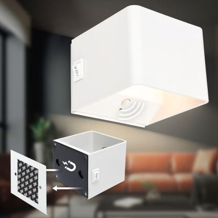 Briloner 3879016 - LED punjiva zidna svjetiljka s senzorom BORRA LED/1,5W/5V 3600 mAh bijela