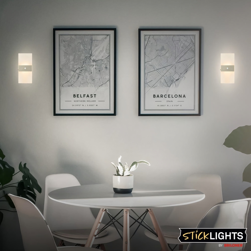 Briloner 3888012 - LED punjiva zidna svjetiljka s senzorom pokreta i sumraka AURA LED/2,5W/5V 1800 mAh matni krom