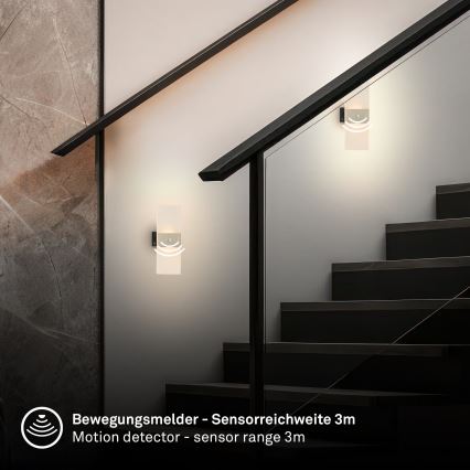 Briloner 3888012 - LED punjiva zidna svjetiljka s senzorom pokreta i sumraka AURA LED/2,5W/5V 1800 mAh matni krom