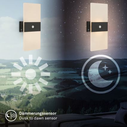 Briloner 3888015 - LED punjiva zidna svjetiljka s senzorom pokreta i sumraka AURA LED/2,5W/5V 1800 mAh crna