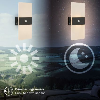 Briloner 3888015 - LED punjiva zidna svjetiljka s senzorom pokreta i sumraka AURA LED/2,5W/5V 1800 mAh crna