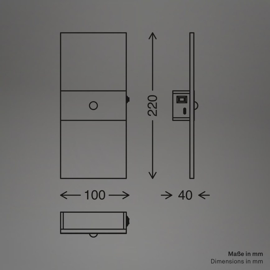 Briloner 3888015 - LED punjiva zidna svjetiljka s senzorom pokreta i sumraka AURA LED/2,5W/5V 1800 mAh crna