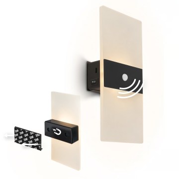 Briloner 3888015 - LED punjiva zidna svjetiljka s senzorom pokreta i sumraka AURA LED/2,5W/5V 1800 mAh crna