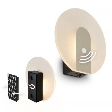 Briloner 3889012 - LED punjivo zidno svjetlo s detektorom pokreta i sumraka TARO LED/2,5W/5V 1800 mAh matni krom