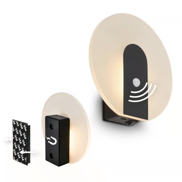 Briloner 3889015 - LED punjiva zidna svjetiljka s detektorom pokreta i senzora za sumrak TARO LED/2,5W/5V 1800 mAh crna