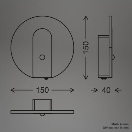 Briloner 3889015 - LED punjiva zidna svjetiljka s detektorom pokreta i senzora za sumrak TARO LED/2,5W/5V 1800 mAh crna