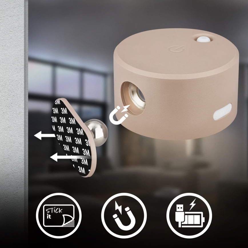 Briloner 3896011 - LED prigušivo punjivo zidno svjetlo TARI LED/1,6W/5V 1500 mAh bež