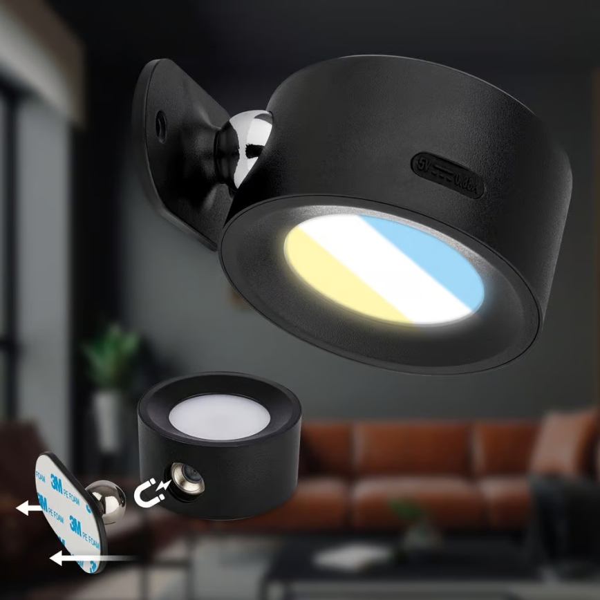 Briloner 3896015 - LED prigušivo punjivo zidno svjetlo TARI LED/1,6W/5V 1500 mAh crno