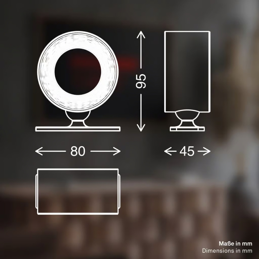 Briloner 3896015 - LED s mogućnošću prigušivanja, punjiva zidna svjetiljka TARI LED/1,6W/5V 1500 mAh crna