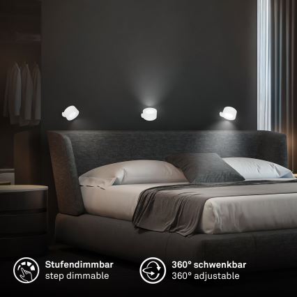 Briloner 3896016 - LED punjiva zidna svjetiljka TARI s podesivom svjetlinom LED/1,6W/5V 1500 mAh bijela