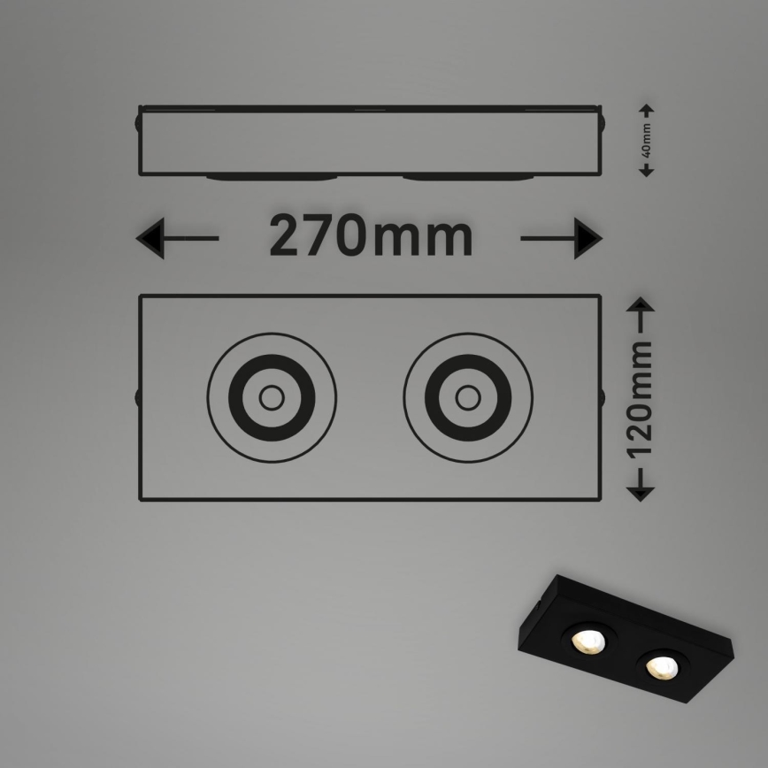 Briloner 3996025 - LED Reflektorska svjetiljka CTS 2xLED/4W/230V 2700/4000K crna