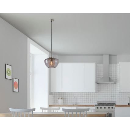 Briloner 4016-014 - Luster na sajli SEVENTIES 1xE27/40W/230V dimno siva