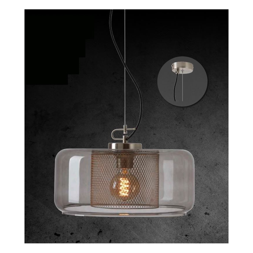 Briloner 4018-014 - Luster na sajli SEVENTIES 1xE27/40W/230V prozirna